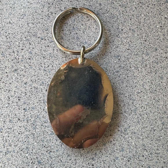 Vintage unsigned 90s silver tone faux turquoise coral angel keychain ring NWOT - Picture 6 of 8